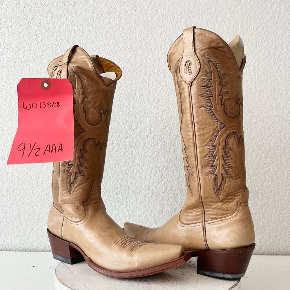 Rod Patrick Womens Cowboy Boots 9.5 AAA Tan Leather Western Cowgirl Pointed Toe